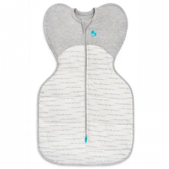 Sac de dormit pentru infasat bebelusi Love to Dream Swaddle Up, alb si gri, M, 6-8.5kg, 2,5 TOG