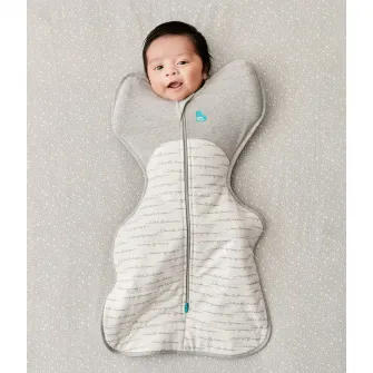 Sac de dormit pentru infasat bebelusi Love to Dream Swaddle Up, alb si gri, M, 6-8.5kg, 2,5 TOG