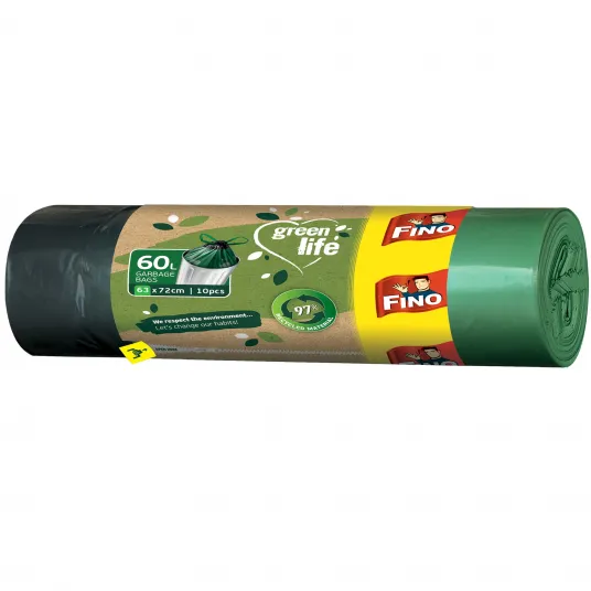 Saci menajeri Fino Green Life, cu snur 60l, 10 buc