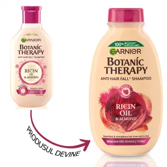 Sampon Garnier Botanic Therapy Ricin Oil  Almond pentru par fragil cu tendinta de cadere, 400 ml