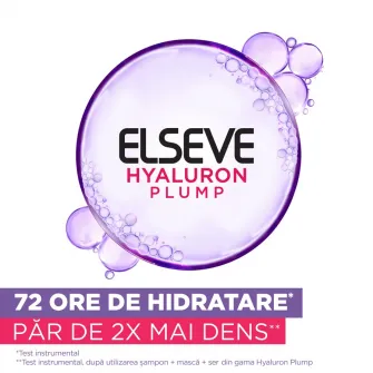 Sampon hidratant LOreal Paris Elseve Hyaluron Plump pentru par deshidratat, 250 ml