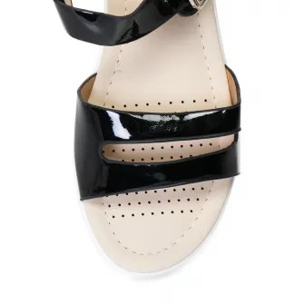 Sandale cu doua barete si talpa joasa, Release, Piele sintetica, 39, Negru