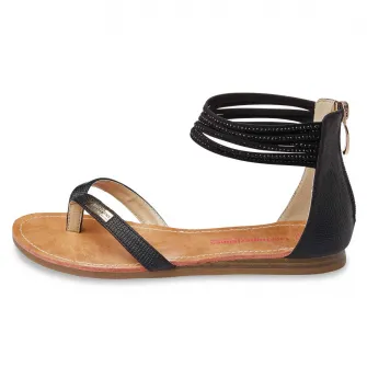 Sandale cu talpa joasa, negre, de dama, 0907339, Les Tropeziennes, 39