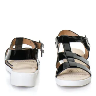 Sandale cu talpa joasa, Release, Piele sintetica, 37, Negru