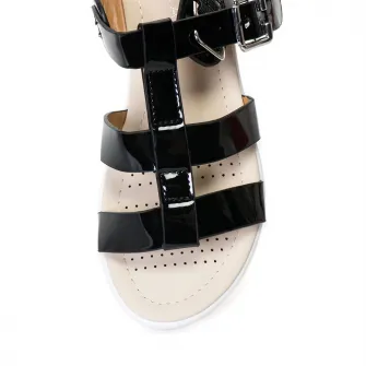 Sandale cu talpa joasa, Release, Piele sintetica, 37, Negru