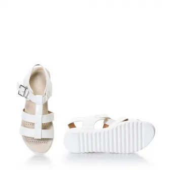 Sandale cu talpa joasa, Release, Piele sintetica, 38, Alb