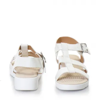 Sandale cu talpa joasa, Release, Piele sintetica, 38, Alb