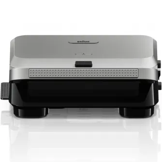 Sandwich-maker BRAUN SM5006, 800W, 2 seturi placi detasabile, invelis antiaderent premium, tava colectare grasime, argintiu-negru