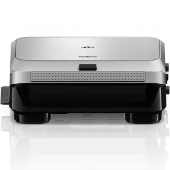 Sandwich-maker BRAUN SM5038, 800W, 3 seturi placi detasabile, invelis antiaderent premium, tava colectare grasime, argintiu-negru