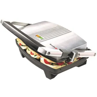 Sandwich-maker Breville Panini VST025X-01, 1000 W, Placi antiaderente, Negru/Inox
