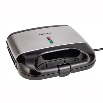 Sandwich maker Daewoo DSM20X, 800 W, placi neaderente, indicator luminos, maner Cool Touch, clapeta de blocare, Inox/Negru