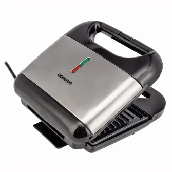 Sandwich maker Daewoo DSM20X, 800 W, placi neaderente, indicator luminos, maner Cool Touch, clapeta de blocare, Inox/Negru