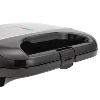 Sandwich maker Daewoo DSM20X, 800 W, placi neaderente, indicator luminos, maner Cool Touch, clapeta de blocare, Inox/Negru
