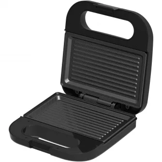 Sandwich maker HEINNER SILVERSTONE SM-K750FGSL, 750w, capacitate: 2 sandwich-uri, placi antiadezive fixe tip grill, silver