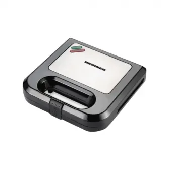 Sandwich maker Heinner SM-K750BKS, 750 W, placi antiadezive fixe tip grill, Negru/Inox