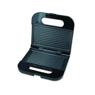 Sandwich maker Heinner SM-K750BKS, 750 W, placi antiadezive fixe tip grill, Negru/Inox