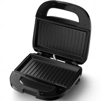 Sandwich-maker Philips HD2330/90 seria 3000, 750 W, Plite neaderente si versatile pentru sandwich-uri, panini si altele, Leduri indicatoare, Sistem de blocare rapida, Comutator pornit/oprit, Negru