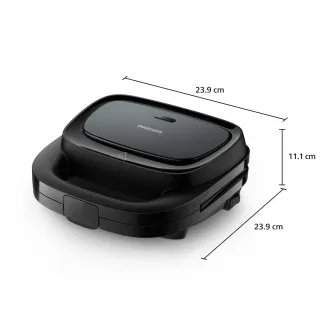 Sandwich-maker Philips HD2331/90 Seria 3000, 750W, pentru sandwich-uri triunghi, plite neaderente,comutator pornit/oprit, lumini indicatoare, sistem de blocare rapida