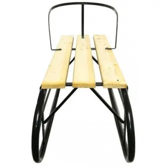 Sanie metal cu spatar OEM, sezut din lemn, 67X25X25 cm