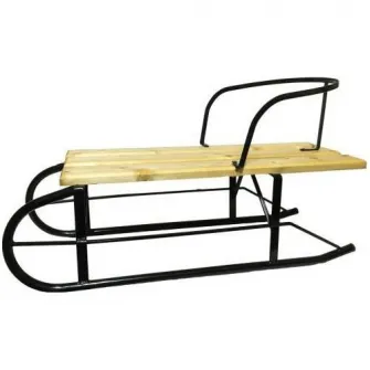 Sanie metal cu spatar OEM, sezut din lemn, 67X25X25 cm