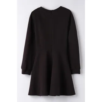 Sarabanda, Rochie evazata cu detaliu cu volane, Negru, 152 CM