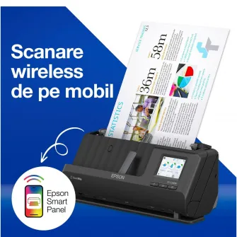 Scanner EPSON WorkForce ES-C380W, A4, 600 dpi, 30ppm, ADF, USB, Wireless, Negru