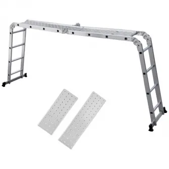 Scara aluminiu multifunctionala cu platforma Smart Storage 66351, 4 trepte, 4 tronsoane, 150 kg greutate maxima admisa, 470 cm inaltime maxima scara deschisa