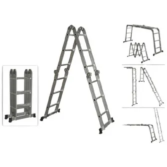 Scara aluminiu multifunctionala Smart Storage 6613, 3 trepte, 4 tronsoane, 150 kg greutate maxima admisa, 370 cm inaltime maxima scara deschisa