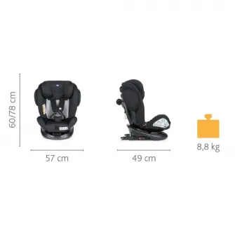 Scaun auto rotativ cu Isofix, Chicco Unico Plus Black Air, grupa 0+/1/2/3, 0 luni+