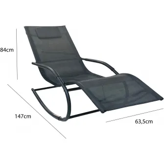 Scaun balansoar gradina Kring Palmyra, 63.5x147x84cm, Negru