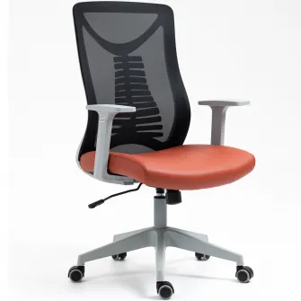 Scaun birou Kring Athos, mesh/PU, brate 4D, inaltime reglabila, Tilt, Negru/Portocaliu