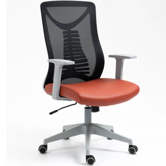 Scaun birou Kring Athos, mesh/PU, brate 4D, inaltime reglabila, Tilt, Negru/Portocaliu