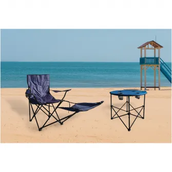 Scaun camping cu suport picioare pliabil Kring, 53x53x86 cm, antracit
