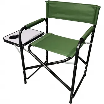 Scaun camping pliabil tip director cu masuta laterala Kring, otel, 46x83x79 cm, forest green
