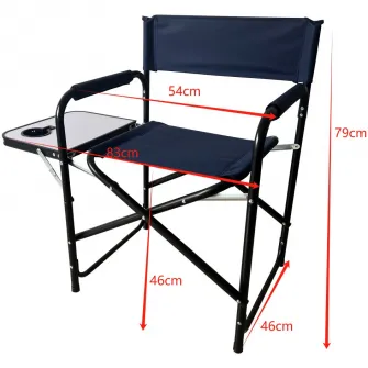 Scaun camping pliabil tip director cu masuta laterala Kring, otel, 46x83x79 cm, antracit