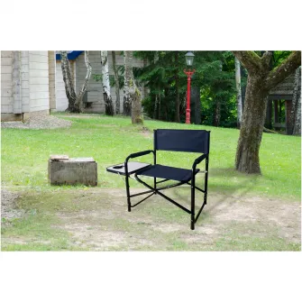 Scaun camping pliabil tip director cu masuta laterala Kring, otel, 46x83x79 cm, antracit