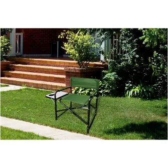 Scaun camping pliabil tip director cu masuta laterala Kring, otel, 46x83x79 cm, forest green