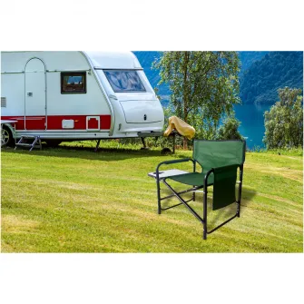 Scaun camping pliabil tip director Kring, aluminiu, 54x46x79 cm, forest green