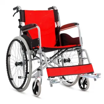 Scaun cu rotile din otel, sezut 46 cm, Rosu, CML-202AJ-46R