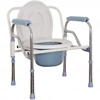 Scaun cu WC de camera, pliabil, inaltime reglabila, din otel si inox, CMB-811