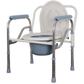 Scaun cu WC de camera, pliabil, inaltime reglabila, din otel si inox, CMB-811