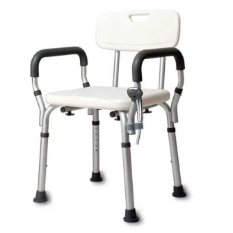 Scaun de baie/dus din aluminiu, reglabil pe inaltime, cu spatar, manere detasabile, CMX-7208L