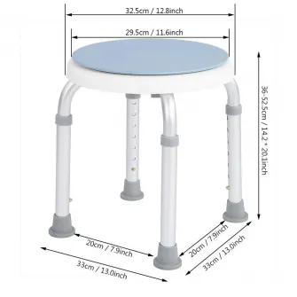 Scaun de baie/dus rotativ din aluminiu, reglabil pe inaltime, CMX-781LR