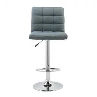 Scaun de bar cromat Kring 21, textil, Gri