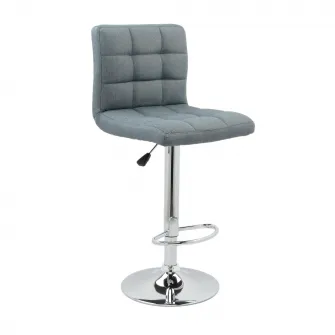 Scaun de bar cromat Kring 21, textil, Gri