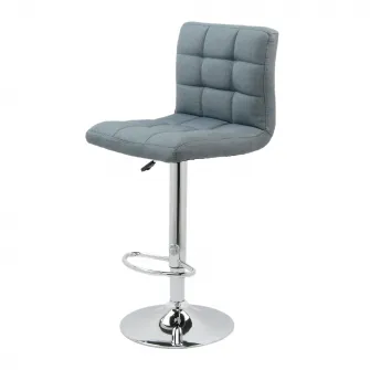 Scaun de bar cromat Kring 21, textil, Gri
