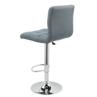 Scaun de bar cromat Kring 21, textil, Gri