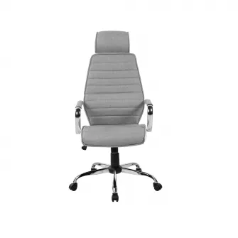 Scaun de birou ergonomic Kring Walter, cu tetiera, stofa + piele ecologica, Gri