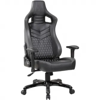 Scaun de birou Kring Grid, inaltime reglabila, mecanism tilt, PU, Negru/Gri