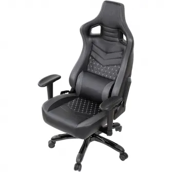Scaun de birou Kring Grid, inaltime reglabila, mecanism tilt, PU, Negru/Gri